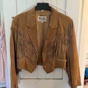 Leather fringe jacket